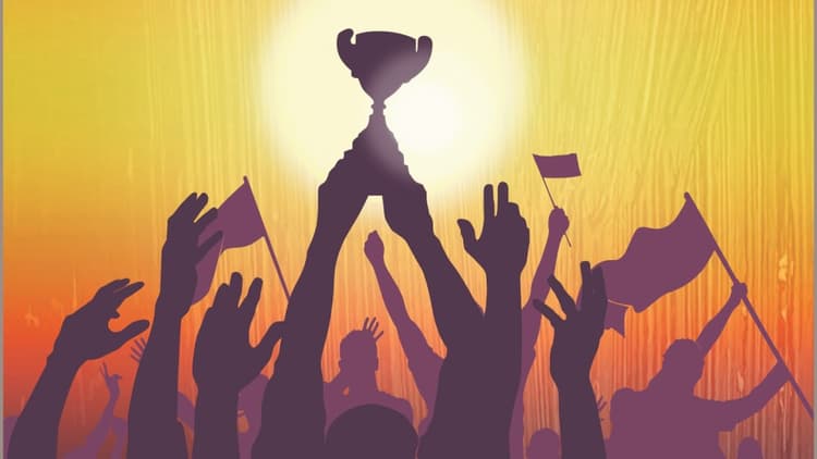 Kein Zufall: Das Titelbild des neuen Sachbuchs ziert ein Motiv, das die Kraft der Sonne mit einem Sportpokal-Gewinn kombiniert – eine Anspielung an das deutsche Sommermärchen 2006. (Bild: Cover "Deutsches Sonnenmärchen", Oekom Verlag)